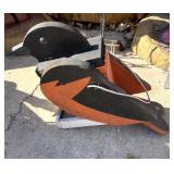 Vintage wooden bird themed lawn art