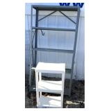 2 shelving, plastic and metal