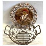 Vintage wooden gypsy tray/metal service basket