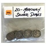 20 Mercury, silver dimes