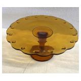 Amber colored cake platter