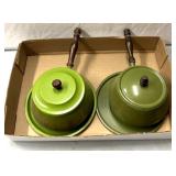 2 retro pans with servers