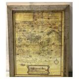 Antique framed map in Czech Republic