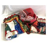 Christmas, throw blankets and basket