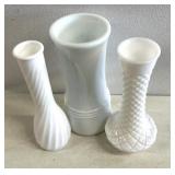 White glassware vases