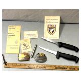 Hunting knives/belt buckles/other collectibles.