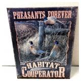 Metal pheasant themed sign.