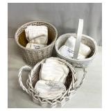 Dinner, napkins, and decorative baskets