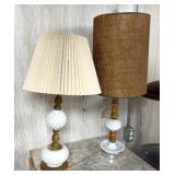 2 retro milk glass/hobnail themed lamps