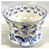 Vintage Spanish Majolica Compote Full Lace Bowl /