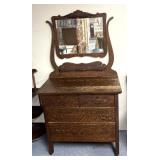 Vintage early 1900s Tiger Wood four drawer