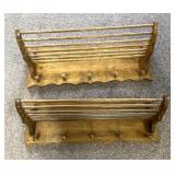 (2) 30" wide vintage wall mounted coat/cap rack