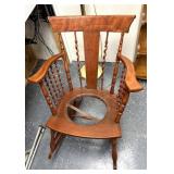Vintage wooden wide, rocking chair, missing seat