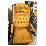 Retro orange reclining, rocking chair