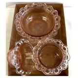 Pink depression, glass bowl, old colony design