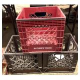 3 plastic milk crates