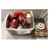 Tote full of Christmas decor/dishware