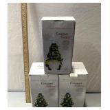 3 miniature 7.5 LED ceramic Christmas tree trees
