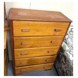 Five drawer wooden dresser