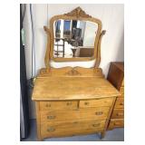 Vintage four drawer dresser with vanity mirror