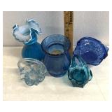 Blue glassware vases/baskets