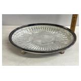 Vintage silver service tree with glass insert