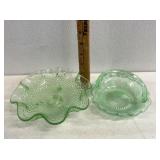 Vintage green glassware basket/dish