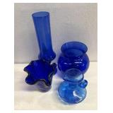 Blue glassware vases