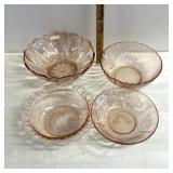 Pink depression, glassware bowls