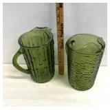 Retro green glassware, serving pitchers