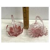 Fenton pink miniature plastic baskets