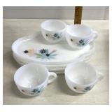 Federal Glass "Atomic Flower" milk glass snack