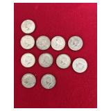 11 Kennedy 1/2 dollars  40% silver