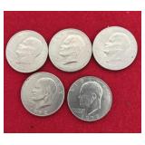 (3) 1971- (2) 1972 Eisenhower dollar coins