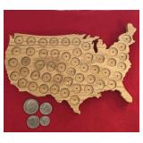 Bicentennial coins with wooden state cord holder