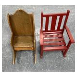 2 wooden rockers, one somewhat loose