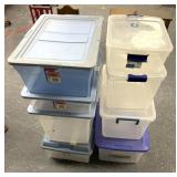 8 clear/blue/purple containers