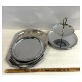 2 tiered silver service tray, other service trays