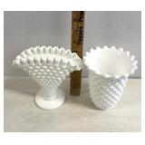 Vintage hobnail, milk, glass vases