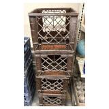 4 plastic crates some ware