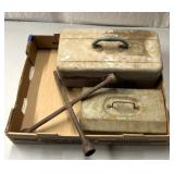 Empty metal toolbox/tire change four bar