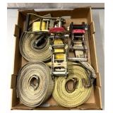 3 tiedown straps with ratchets