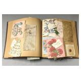 Scrapbook full of vintage greeting cards