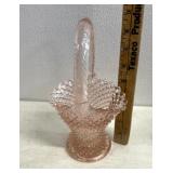 Hobnail pink glassware basket