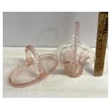 Pink glassware baskets