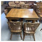 Vintage wooden dining room table with six