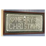 Handmade and framed crocheted merry Christmas