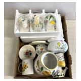 Floral themed dishware and glasses/decor