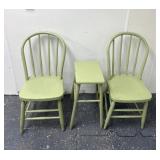 primitive chairs and stool