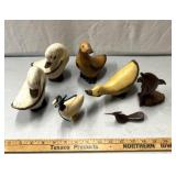 Wooden geese/birds/dolphin